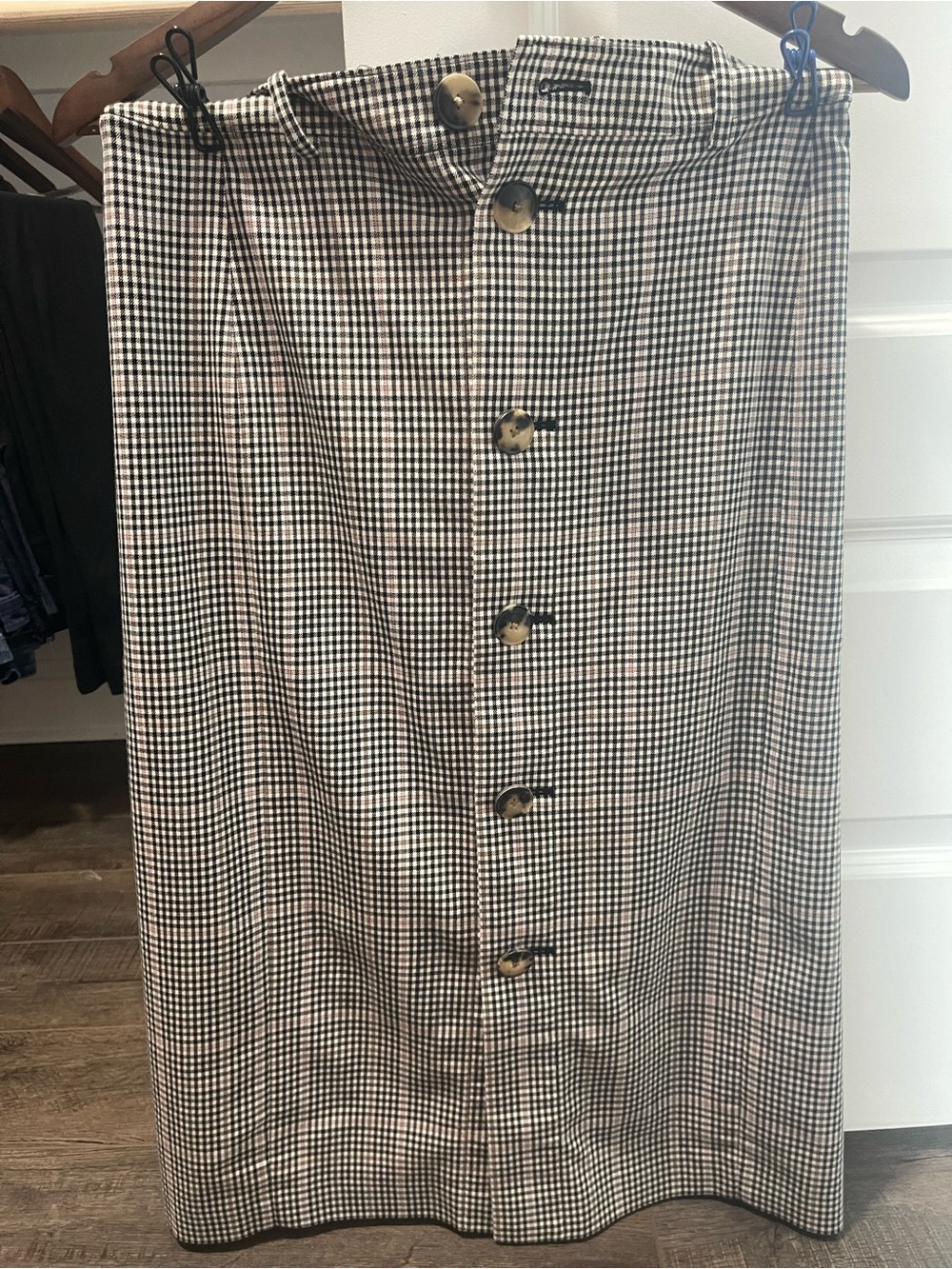 Skirt Kate Spade New York Houndstooth Button Front Wool Blend Size 8